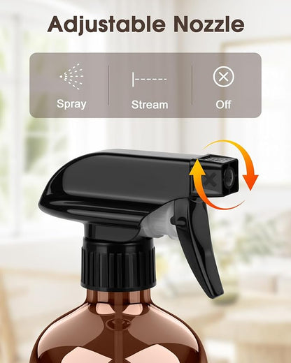 Bontip Glass Spray Bottle with Silicone Sleeve Protection, Amber Glass Spray Bottle Set for Window Cleaner Aromatherapy Facial Hydration Watering Flowers Hair Care 2 Pack/16 oz (White & Orange, 16 oz)