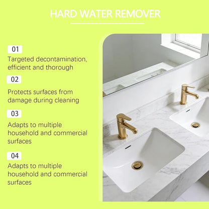 Hard Water Remover Spray – 16.91 FL Oz Stain & Scale Remover for Glass, Faucets, Tiles & Shower Doors | No Harsh Odor, Multi-Surface Safe Formula for Home & Commercial Use – 1 Bottle