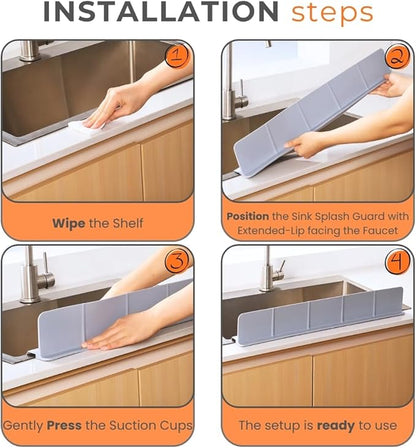 Extra Wide Silicone Sink Splash Guard 23” – Bright Gray- Large