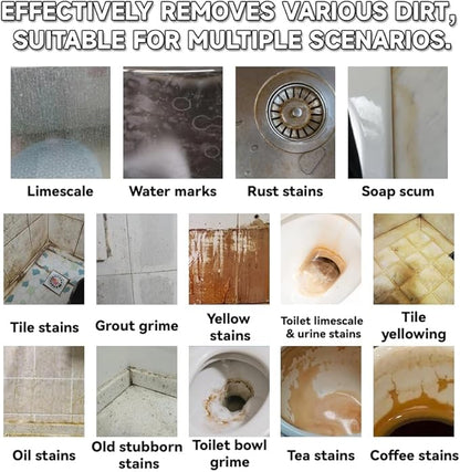 Hard Water Stain Remover, Shower Glass Cleaner Soap Scum Remover, Limescale Buildup Remover All-Purpose Bathroom Cleaner, for Glass, Shower Doors, Tiles, Toilet, Tub, Sink & Water Pipes (1PC)