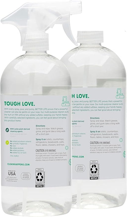 Better Life All Purpose Cleaner - Multipurpose Home and Kitchen Cleaning Spray for Glass, Countertops, Appliances, Upholstery & More - Multi-surface Spray Cleaner - 32oz Unscented