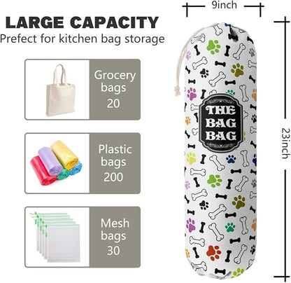 Grocery Bags Holder Organizer For Shopping Bags, Wall Mount Plastic Bags Storage Container Dispensers, Pet Lovers Home Kitchen Bags, The Bag Bag Grocery Bag Holder, Gifts For Women Dog Mom Dad (G-17)