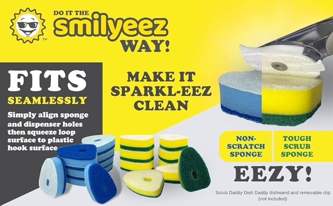 Smilyeez Green Heavy Duty Scrubbing Sponge Refill for use with The Dish Daddy (Reg. TM) Dishwand (10 Pack) Refill Head