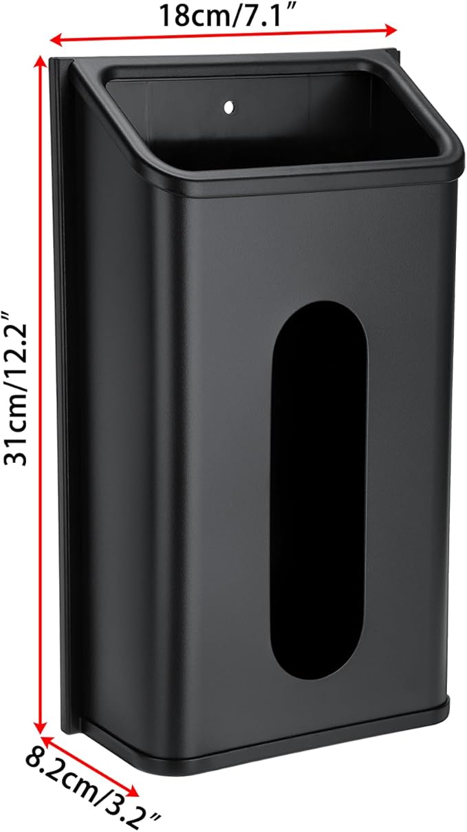 Sumnacon Grocery Bag Dispenser Wall Mount Stainless Steel Bag Dispenser for Plastic Bags Sturdy Grocery Bag Holder with Screws Adhesives Plastic Bag Holder for Kitchen Pantry Cabinet (Black)