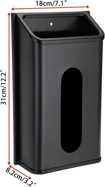 Sumnacon Grocery Bag Dispenser Wall Mount Stainless Steel Bag Dispenser for Plastic Bags Sturdy Grocery Bag Holder with Screws Adhesives Plastic Bag Holder for Kitchen Pantry Cabinet (Black)