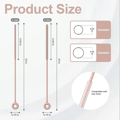 YOTIME Silicone Straw Cleaner Brush, 2 Pcs Reusable Straw Brush(6mm+9mm) for Cleaning Narrow & Wide Straws, Tumblers, Pink