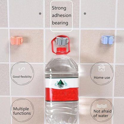 Broom and Mop Holder Clip 4 Pcs Mop Broom Wall Mounted Heavy Duty with Plastic Hooks Hanger No Drilling Mop Gripper for Home Bathroom Kitchen (Gray)