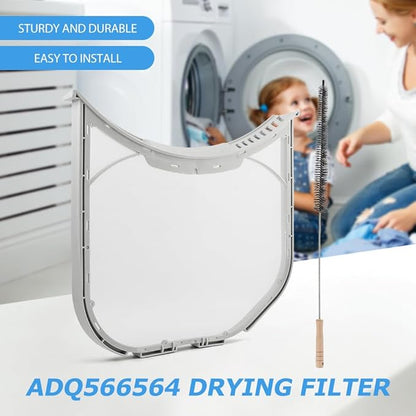 ADQ566564 Lint Filter Replacement for LG/Kenmore Dryers, Durable Stainless Steel Mesh Screen Trap with Dryer Vent Lint Brush, Filter Size 11.9 * 10.9 inch