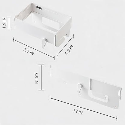2 Pcs Collapsible Plastic Trash Bag Holder, Kitchen Cabinet Door, Garbage Bag Holder Under Sink, White, Plastic, 5 Gallon, Rectangular, Indoor/Outdoor, Adjustable, No Lid, Trash Can