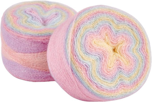 2 Roll Mohair Wool Yarn Soft for Crocheting Knitting Hand Washable Long Wool Yarn DIY Scarf Crochet Thread for Clothes Hats Sweater Scarf Craft Projects (Light Khaki)