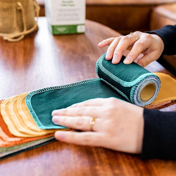 ZeroWastely 24 Reusable Toilet Paper Washable Roll - Bidet Towels Washable Toilet Paper - Cut Back & Waste Less with our Colored Super Soft, Absorbent & Re-Rollable Cloth Wipes - Jungle Edition