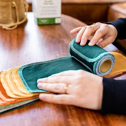 ZeroWastely 24 Reusable Toilet Paper Washable Roll - Bidet Towels Washable Toilet Paper - Cut Back & Waste Less with our Colored Super Soft, Absorbent & Re-Rollable Cloth Wipes - Jungle Edition
