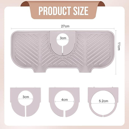 Teenyyou 2 Pcs Silicone Faucet Splash Guard 10.6 ” x 4.3” Kitchen Sink Splash Guard Faucet Mat for Kitchen Mat Catcher Black and Grey Sink Accessories for Bathroom
