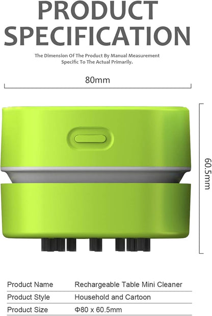 ODISTAR Desktop Vacuum Cleaner,Mini Table dust Sweeper Energy Saving with auto Power-Off Function,High Endurance up to 400 mins,Cordless&360º Rotatable for Keyboard/Home/Office (Green Charging)