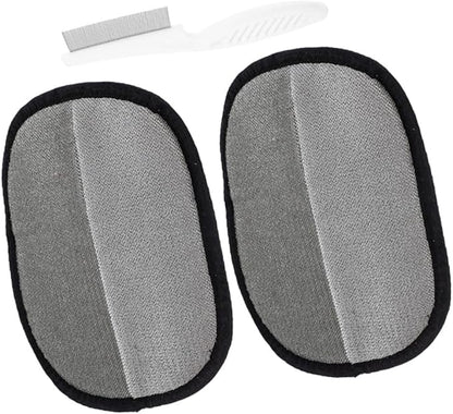 NUOBESTY 3pcs Pet Hair Removal Gloves Set Electrostatic Double-Sided Grooming Mitts with Comb, Small Size for Dog and Cat Hair Cleaning on Furniture, Carpet, and Car Seats