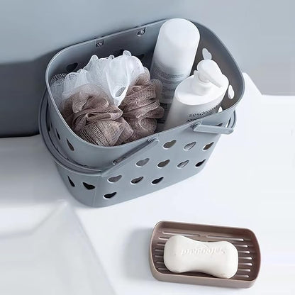 Anyoifax Portable Shower Caddy Tote Plastic Storage Basket with Handle Box Organizer Bin for Bathroom, College Dorm, Pantry, Kitchen, 2 Pack, Grey