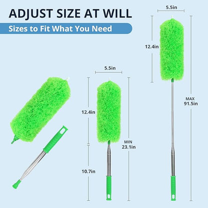 ZZ LAZYCOTTAGE Ceiling Fan Cleaner Duster, Microfiber Feather Duster with Adjustable 91.5" Telescopic Pole & Flexible Head, Extended Dusters for Ceiling Fan, Vents, Home, Blinds, Cars