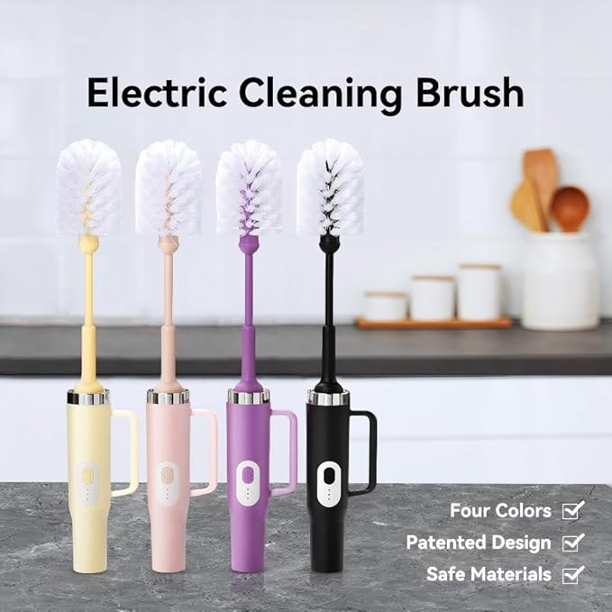 Electric Bottle Brush Cleaner with Straw Brush, 2 in 1 Long Handle Bottle Cleaning Brush for Stanley Cups, Sports Bottles, Baby Bottles, Mugs, Tumblers and Straws