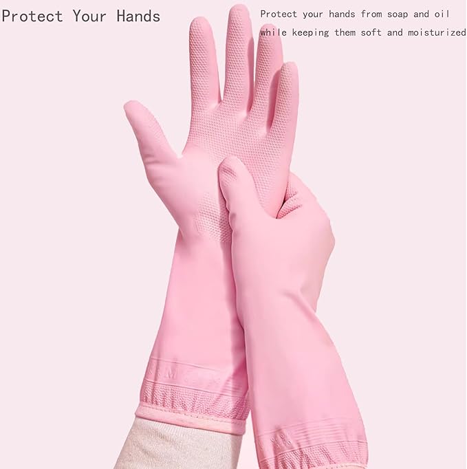Dishwashing gloves Medium rubber dish gloves for women cleaning 3 Pairs pvc Kitchen Cleaning Glove Reusable