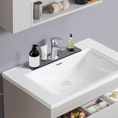 2 Pcs Faucet Mat for Kitchen Sink 15.74”×3.94” Diatomite Quick Dry Sink Splash Guard Absorbent Kitchen Stone Sink Tray Faucet Splash Guard for Bathroom Counter