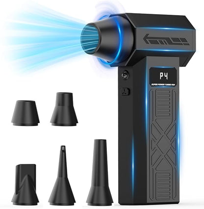 Compressed Air Duster - Rechargeable Electric Air Blower for Keyboard,Camera,PC Vents,Car Interiors & Home,Outdoor Dusting - 280,000 RPM,5 Nozzles,4 Speeds,Fast Charging