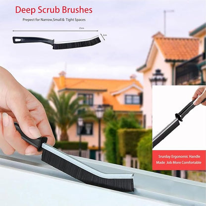 Hard Bristle Crevice Cleaning Brush.Multi-Purpose New Cleaning Brush Tool, Black Bristles with Ergonomic Grip Bathroom Gap Brush, Home, Kitchen, Bathroom, Faucets, Toilet,Window, Vehicle, (7)