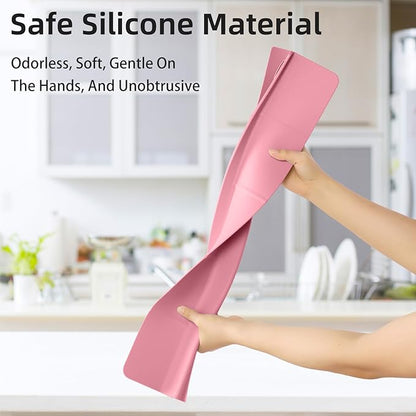 23" Ultra Silicone Sink Splash Guard Released in 2025/Dec,Self-Draining Water Splash Guard for Kitchen Sink,Bathroom and Island,with 3.5" High Splash Guard & 7 Strong Suction Cup (Pink)