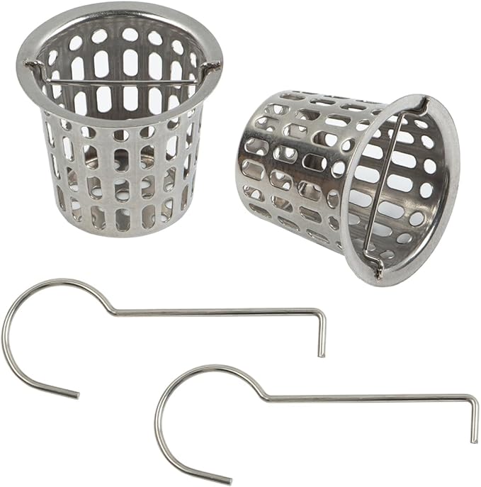 2 Pcs Debris and Hair Strainer for Shower Drains Floor Drain, 2 Inch Stainless Steel Debris Basket Hair Trap Catcher with 2 Lifting Hook, Concave Type