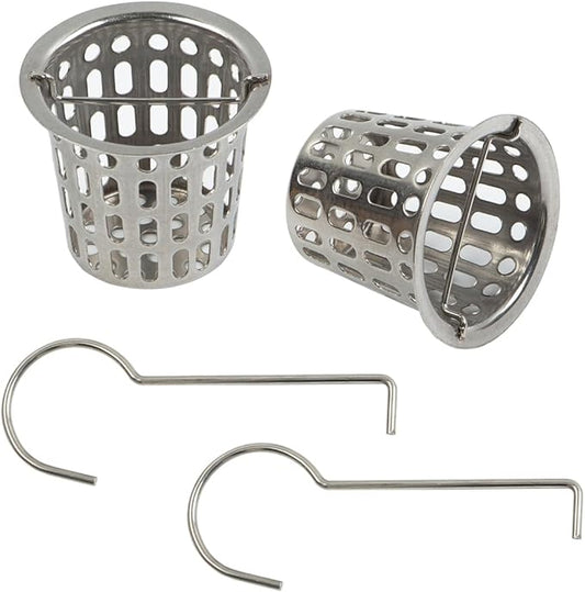 2 Pcs Debris and Hair Strainer for Shower Drains Floor Drain, 2 Inch Stainless Steel Debris Basket Hair Trap Catcher with 2 Lifting Hook, Concave Type