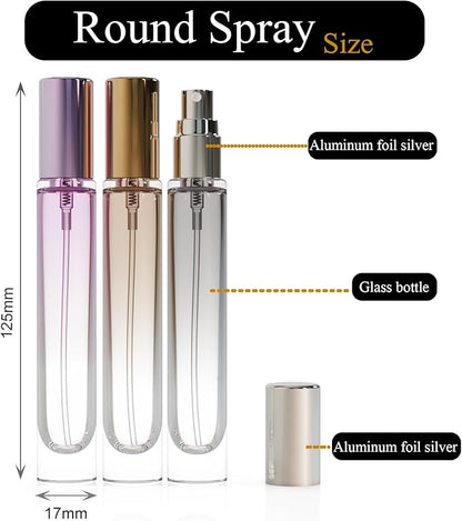 5Pcs 10ml Glass Perfume Atomizer Travel Bottle Refillable, Mini Cologne Sparyer For Travel and Sample Container,with Dispenser Tools (Orange)