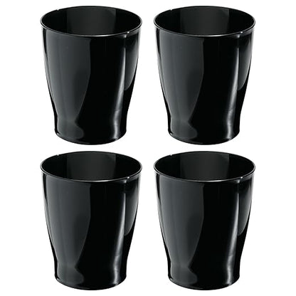 iDesign Small Round Bathroom Trash Can - Ideal for Bathroom or Office, Set of 4, Black, Made in USA