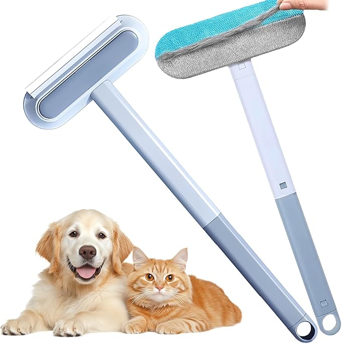 Pet Hair Remover – 4-in-1 Reusable Dog & Cat Hair Removal Tool, Standard Handle (17.7"), 1-Pack, No-Bend Lint Brush for Furniture, Couch, Carpet, Car Seats & Window Screens