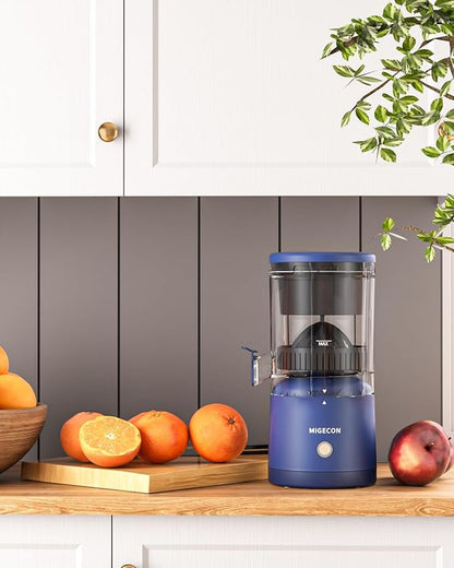 MIGECON Electric Citrus Juicer Machine, Orange Juicer with USB and Cleaning Brush, Portable Electric Juicer, Easy to Clean, for Lemons, Limes, and Grapefruit, Dark Blue