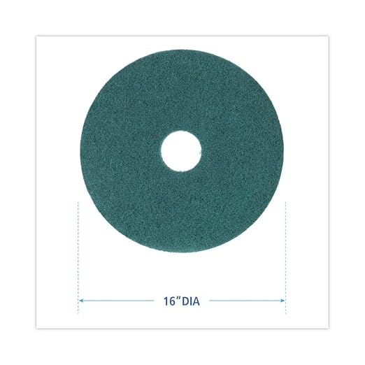 Boardwalk BWK4016GRE Standard Heavy-Duty Scrubbing Floor Pads, 16" Diameter, Green (Case of 5)