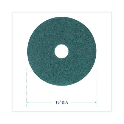 Boardwalk BWK4016GRE Standard Heavy-Duty Scrubbing Floor Pads, 16" Diameter, Green (Case of 5)