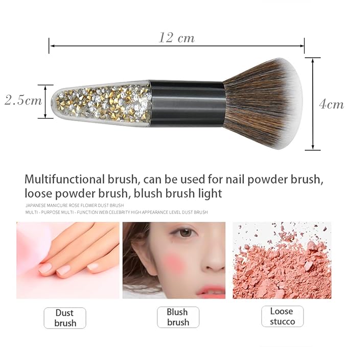 3Pcs Nail Dust Brush Soft Nail Art Brushes Cleaner Dipping Powder Makeup Blush Brush Nail Duster Nail Brushes for Cleaning Acrylic Nail Art Tools