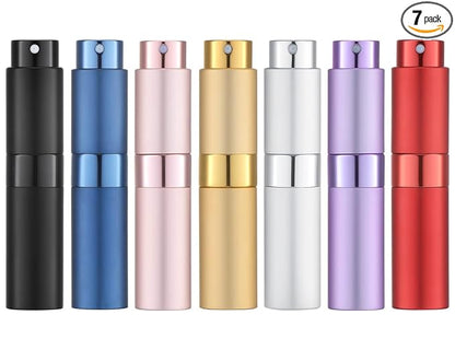 Tekson 7PCS 8ml Travel Perfume Atomizer Refillable, Mini Cologne Spray Bottle Empty, Small Aftershave Sprayer for Liquid Dispenser (Seven Colors)