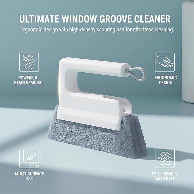 Window Track Cleaner Tool 3 Pack, Groove Track Cleaning Tools Kit with Brush and Scraper, Window Sill Cleaner Tool for Sliding Door Tracks, Gaps, Tile Lines, Car Vents Cleaning (3 Color)