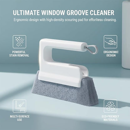 Window Track Cleaner Tool 3 Pack, Groove Track Cleaning Tools Kit with Brush and Scraper, Window Sill Cleaner Tool for Sliding Door Tracks, Gaps, Tile Lines, Car Vents Cleaning (3 Color)