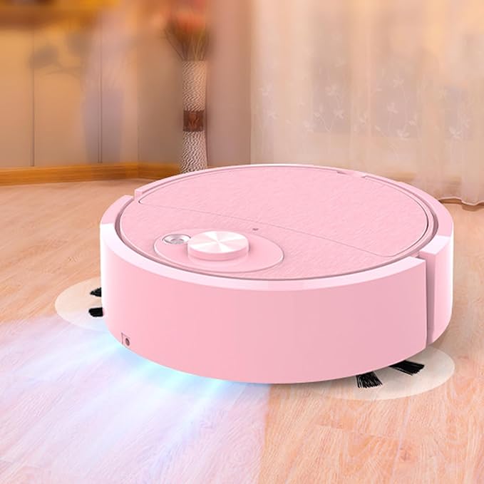 Mini Cleaner Sweeping Robot Super Suction Low Noise One Start Rechargeable Vacuum Cleaner Sweeping Mopping Robot Memory Multiple Cleaning Modes Pink One Size