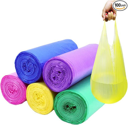 4 Gallon Trash Bag,Small Colorful Trash Bags 100 Counts Thicken Value Bathroom Trash Can Bin Liners,Small Garbage Bags with Handles for Kitchen Bathroom Office Waste Basket