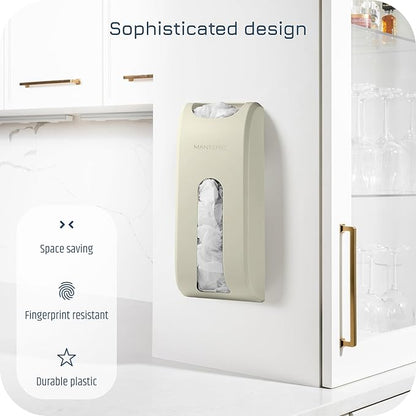 Manterio Wall Mount Plastic Bag Organizer | Durable Plastic Grocery Bag Saver | Smudge Proof, Fingerprint Resistant (Cream)