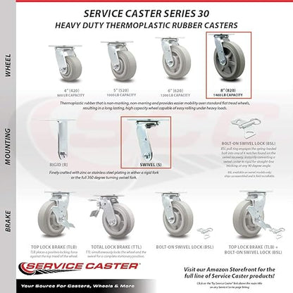 Service Caster Brand – 8 Inch Platform Truck Replacement Swivel Caster – Fits Rubbermaid Heavy Duty Platform Truck and Rubbermaid Side Panel Platform Truck – 4436M6 FG4436M60000