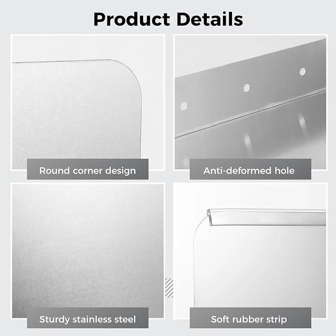 2 PCS Side Splash Guards for Sink, 12''x17'' Stainless Steel Kitchen Sink Splash Protectors with Screws, Restaurant Home Hand Sink Guards，Splash Guard for Kitchen Sink Area