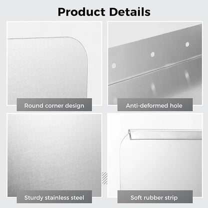 2 PCS Side Splash Guards for Sink, 12''x17'' Stainless Steel Kitchen Sink Splash Protectors with Screws, Restaurant Home Hand Sink Guards，Splash Guard for Kitchen Sink Area