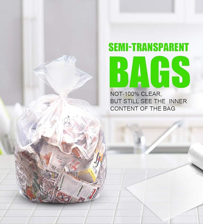 FORID Clear Medium Garbage Bags – 8 Gallon Plastic Trash Bags 30 Liter Wastebasket Bin Liners 220 Count for Bathroom Bedroom Office Trash Can