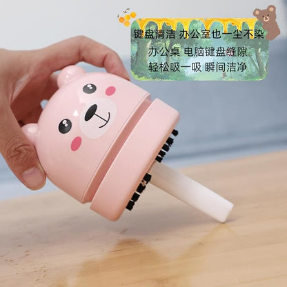 1pc - Automatic Desktop Cleaner Cartoon Teddy Bear Charging Mini Vacuum Cleaner-Blue
