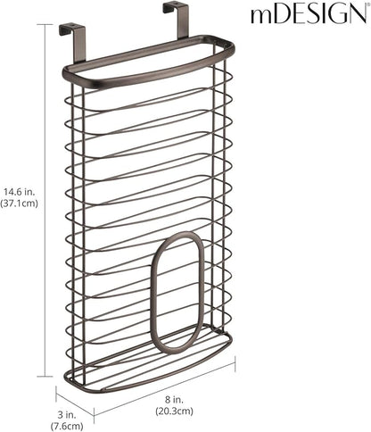 mDesign Over-The-Cabinet Plastic Bag Storage and Grocery Bag Holder, Kitchen Storage - Bronze