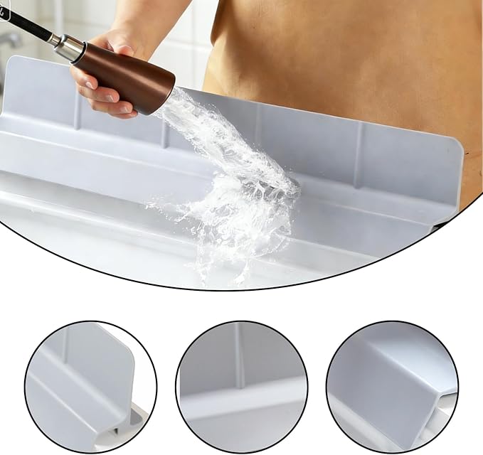 Kitchen Sink Splash Guard 23", Silicone Sink Protectors for Kitchen with High Anti-Spill Lip, Flexible Waterproof Edge Shield, Self-Draining, Easy Install & Wipe Clean, Gray