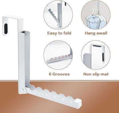 Over The Door Hanger Hooks for Clothes, Over The Door Coat Hook Portable Clothes Drying Rack for Laundry Foldable Rack Space Saving - 1 Pack